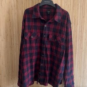 Vince Red and Black Plaid Button-Down Shirt